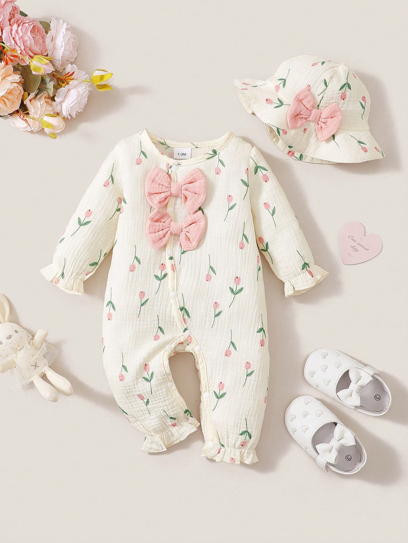 Newborn Baby Girl Romper Floral - Conjunto de dos piezas para bebé